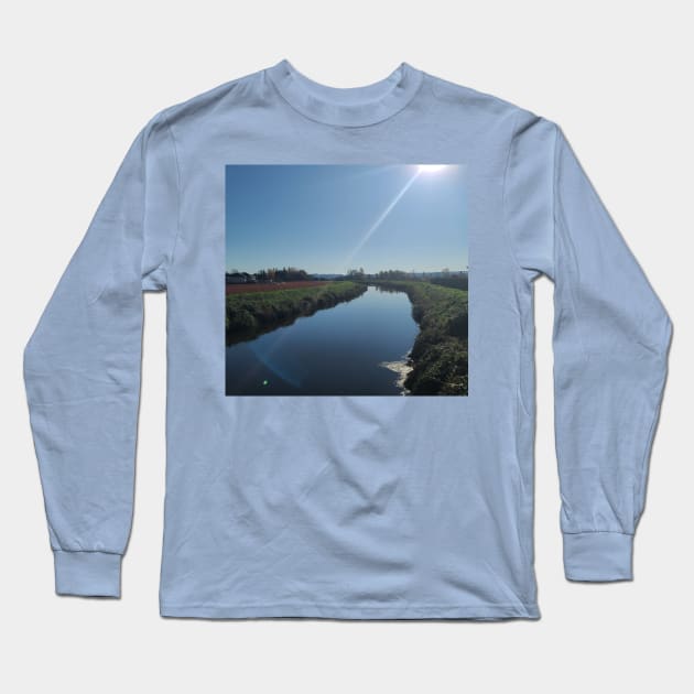 Farm river Long Sleeve T-Shirt by UniqueDarkStreetArt